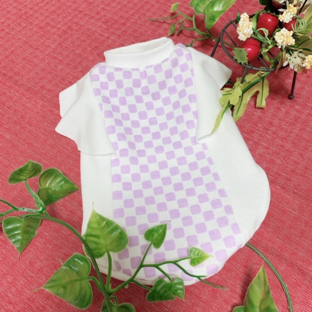 市松模様でワンちゃんのお洋服